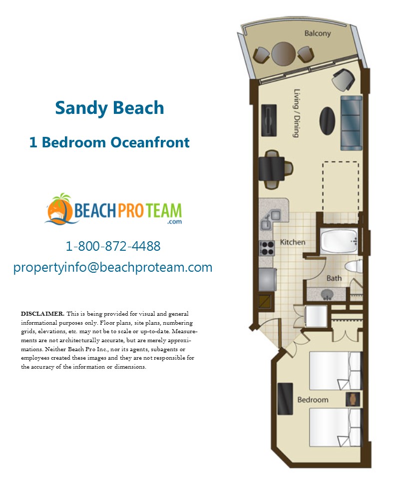 Sandy Beach Resort II Floor Plan L - 1 Bedroom Oceanfront 